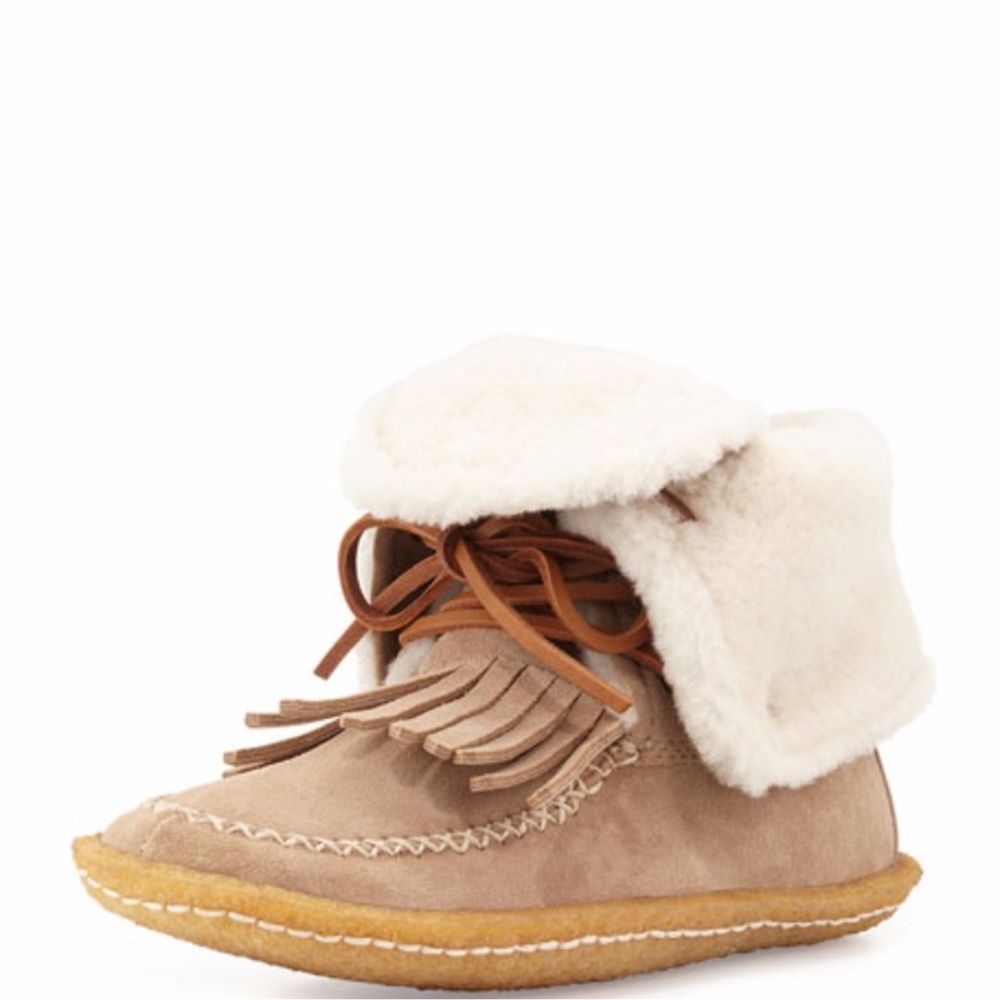 Tory Burch Lido Shearling Booties Fumo